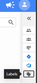Waar zit het label-icoontje in FCC: rechts in de zijbalk