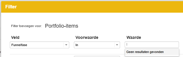 Filteren op standaard veld funnelfase in FCC niet mogelijk