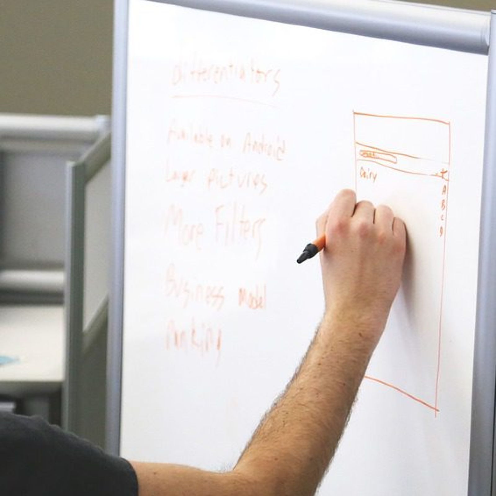 Portfoliomanagement tekenen op een whiteboard